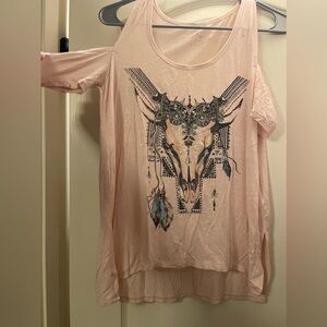 jessica simpson decorated cow skull shirt